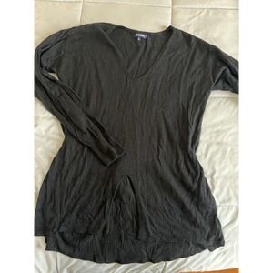 Tildon Black V Neck Long Sleeve Gathered Waist Tunic Top Womens Size Small